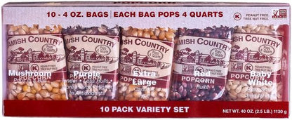Amish Country Popcorn - 4 Ounce Variety Kernel Gift Set | Non-GMO, Gluten-Free, 10 Assorted Packs