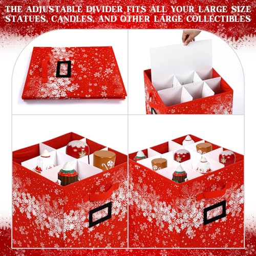 Large Christmas Nutcracker Storage Box - Red Snowflake 2 Pack Holds 18 Figurines