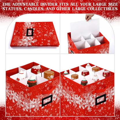 Large Christmas Nutcracker Storage Box - Red Snowflake 2 Pack Holds 18 Figurines