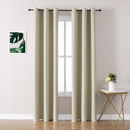 ChrisDowa Grommet Blackout Curtains - Thermal Insulated Room Darkening Panels (Beige, 42W x 84L)