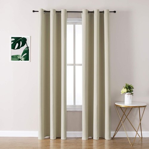 ChrisDowa Grommet Blackout Curtains - Thermal Insulated Room Darkening Panels (Beige, 42W x 84L)