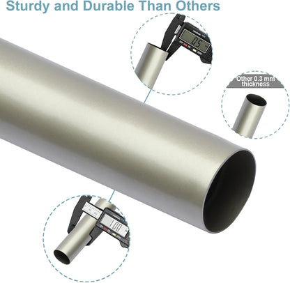 Byondeth Adjustable Curtain Rods - 16 to 200 Inches, 1 Inch Diameter, Brushed Nickel Finish