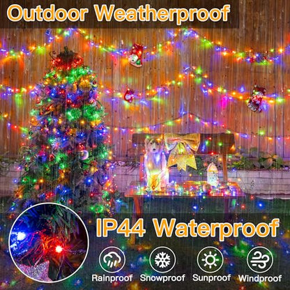 Outdoor Christmas String Lights 164ft 500 LED Multicolor Waterproof with Modes