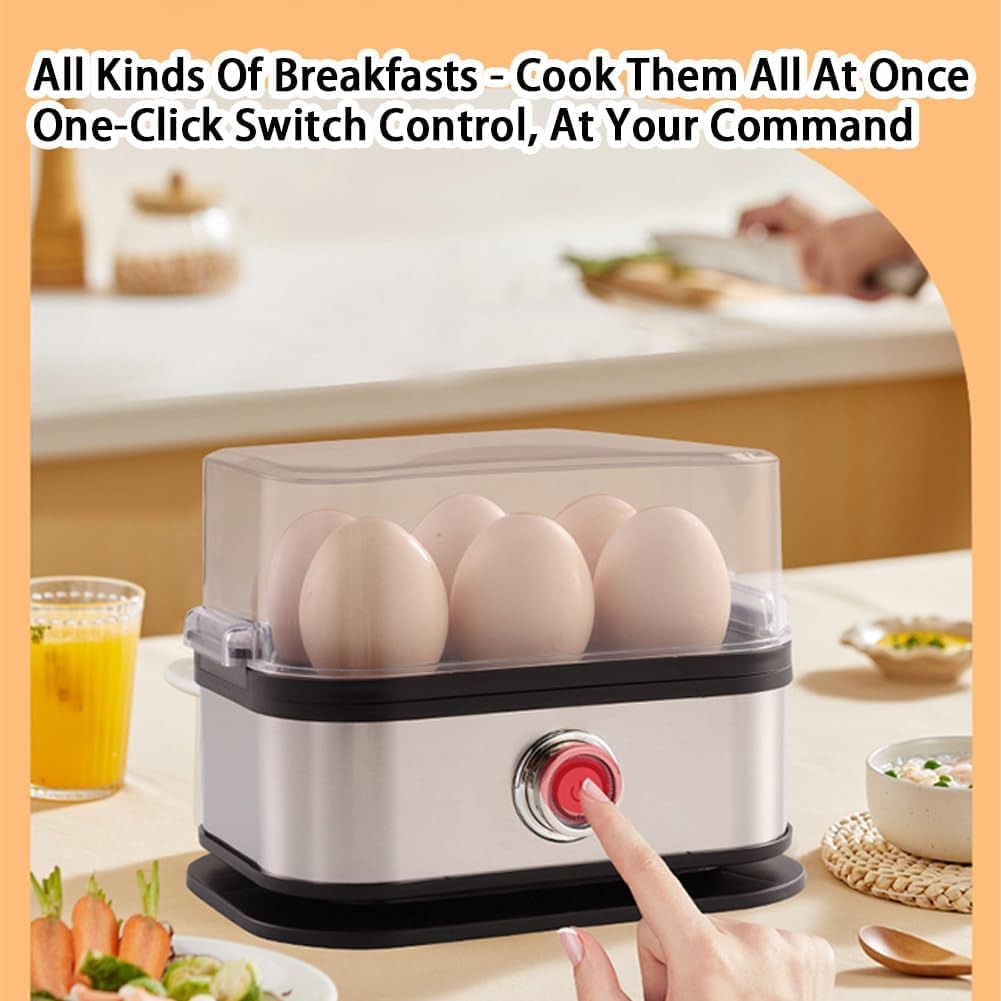 Smart Egg Cooker - Electric Rapid Egg Poacher with Auto Shut-Off | Cooks 6 Eggs Perfectly (Hard, Medium, Soft)