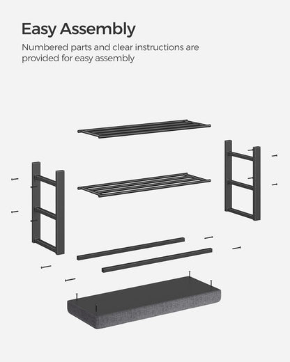 SONGMICS Shoe Bench - Modern Storage Solution with Cushion | Space-Saving Entryway Seat in Dark Gray and Ink Black