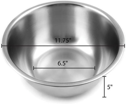 Fox Run Large Stainless Steel Mixing Bowl - 6.25-Quart Capacity | 11.75 x 5.5 Inches, Metallic Finish