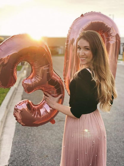 Rose Gold 40-Inch Number Balloons by [Brand Name] - Perfect for 13th Birthday, Weddings & Graduations