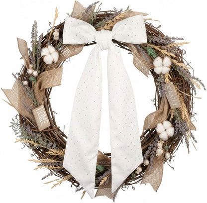 YKW White Rhinestone Wreath Sash - 54x5 Inch Sparkle Ribbon for Christmas & Wedding Decor
