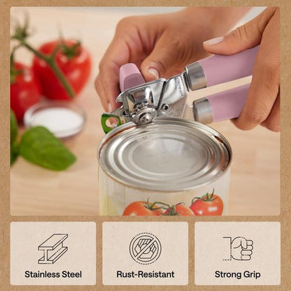 GORILLA GRIP Heavy Duty Can Opener - Smooth Edge Design with Comfortable Handle | Pink Color