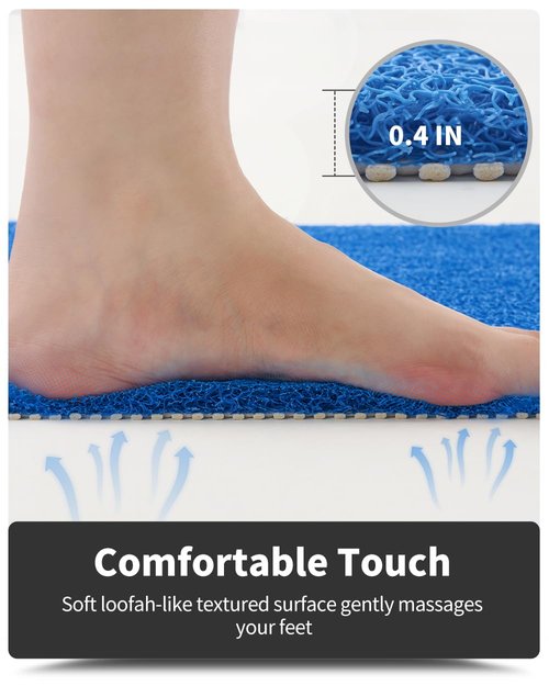 Non-Slip Bathtub Mat, 17x 30 Inch, Shower Mats for Bath Tub, PVC Loofah Bathroom Mats for Wet Areas, Quick Drying