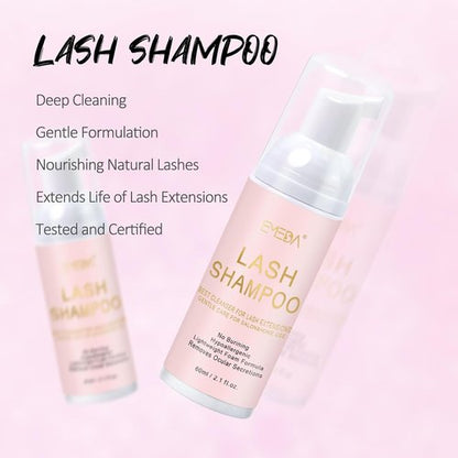 EMEDA Lash Shampoo Kit - Oil-Free Cleanser & Rechargeable Fan Dryer for Extensions & Natural Lashes - 2.02 fl oz