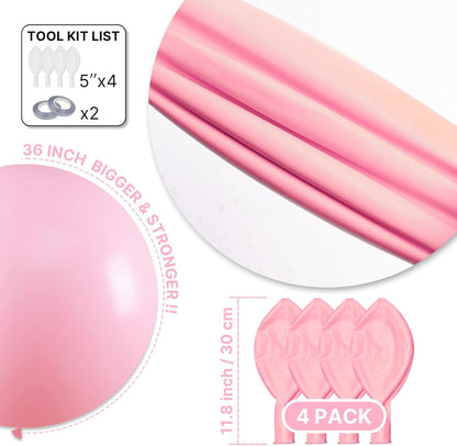 PartyWoo 36-Inch Baby Pink Balloons - Pastel Latex Helium Balloons for Baby Showers & Celebrations
