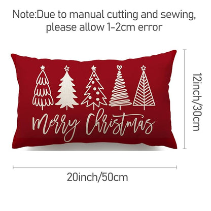 Red 12x20 Pillow Cover - Farmhouse Christmas Lumbar Throw Pillow Case
