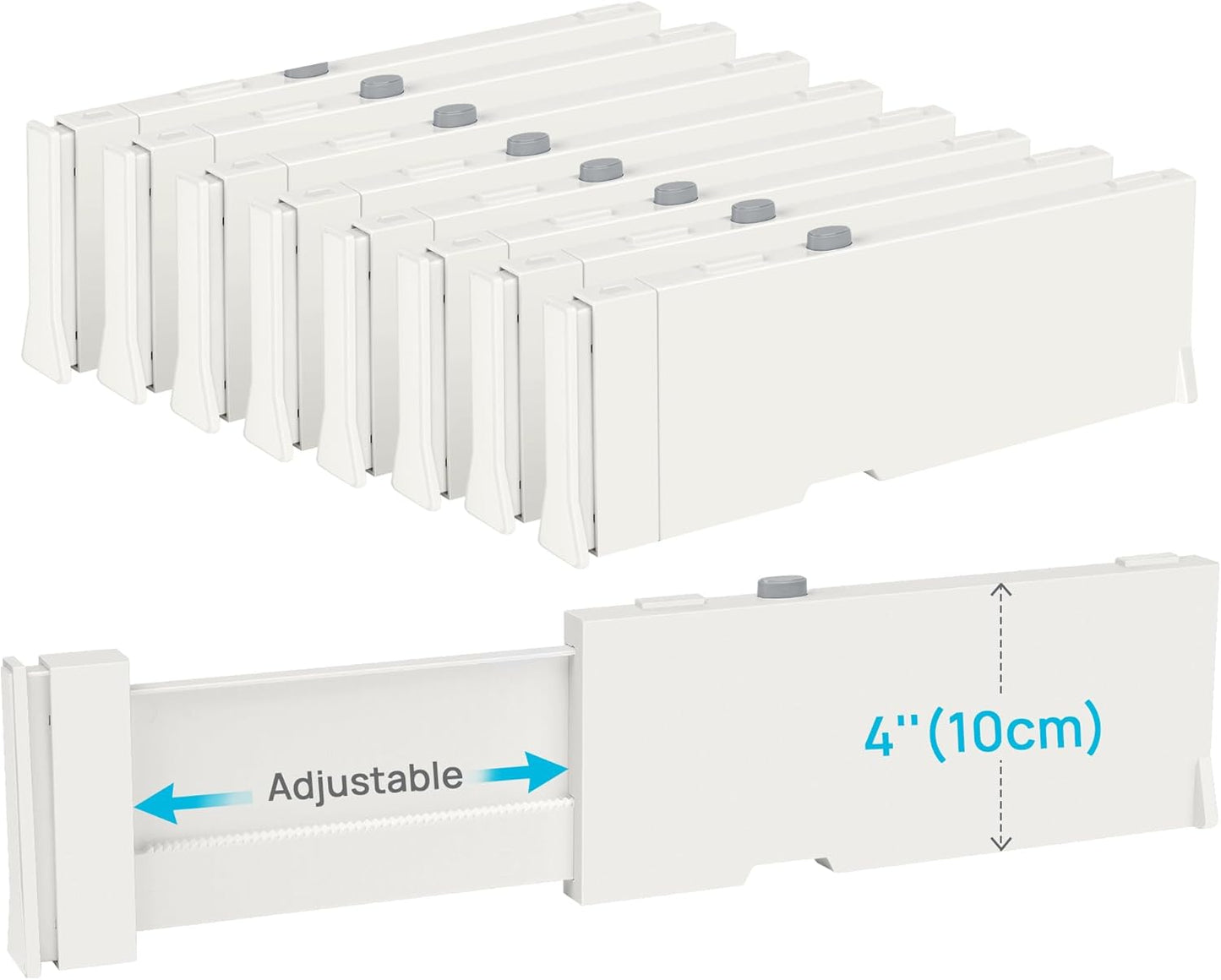 Vtopmart Drawer Dividers - Adjustable 8-Pack for Clothes | Expandable 11.3"-17" Dresser Organizer