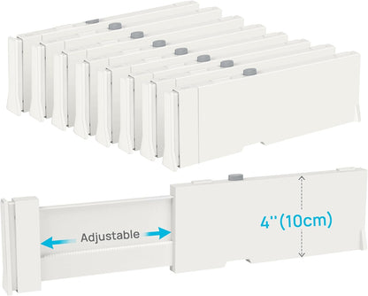 Vtopmart Drawer Dividers - Adjustable 8-Pack for Clothes | Expandable 11.3"-17" Dresser Organizer