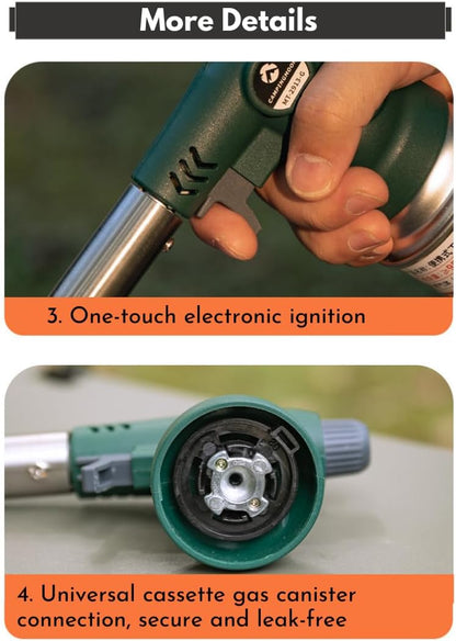 CAMPINGMOON Butane Torch - High Power Cooking Blow Torch Head | Green MT-2913-G