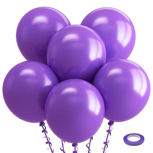 Bezente Purple Balloons 18 Inch- 30 Pack Large Thick Purple Balloons Big Round Latex Balloon for Birthday Graduation Bridal Shower Wedding Halloween Party Decorations