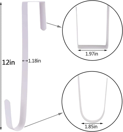 Wreath Hanger - Durable Steel Over The Door Hook for Front Door | White, 4