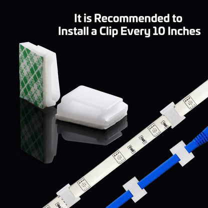PETKNOWS LED Light Strip Mounting Clips - 80 PCS Self-Adhesive White Cable Organizers for 10mm Strips