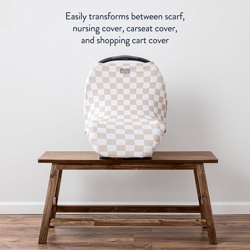 Itzy Ritzy 4-in-1 Nursing Cover, Car Seat Cover, Shopping Cart Cover & Infinity Scarf – Breathable, Multi-Use Nursing Cover Up for Breastfeeding, Carseat Canopy & Stroller Cover (Checkerboard)