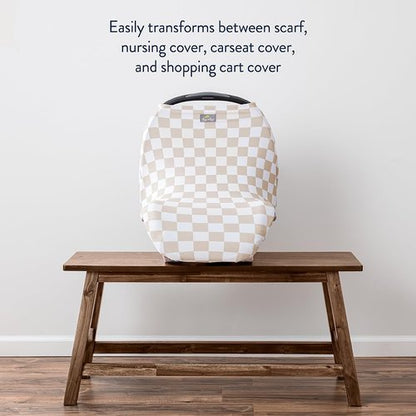 Itzy Ritzy 4-in-1 Nursing Cover, Car Seat Cover, Shopping Cart Cover & Infinity Scarf – Breathable, Multi-Use Nursing Cover Up for Breastfeeding, Carseat Canopy & Stroller Cover (Checkerboard)