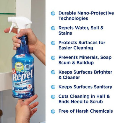Clean-X REPEL Glass & Surface Cleaner 32 fl. oz. - Cleans & Repels water spots and dirt on glass, mirror, tile and multi surface by UNELKO (2)
