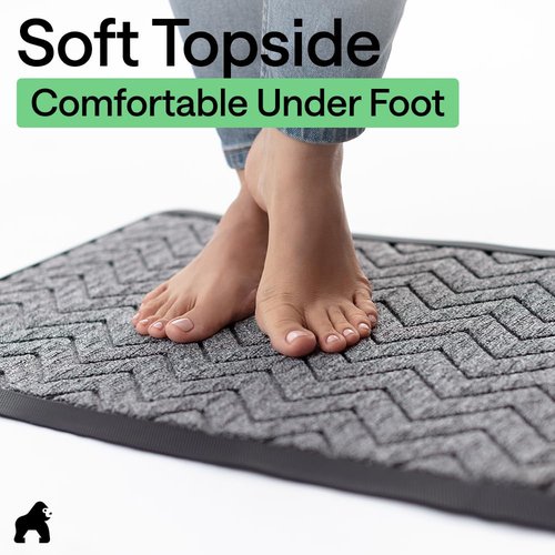 GORILLA GRIP 100% Waterproof All-Season WeatherMAX Doormat, 34x58, US Designed Natural Rubber, Stain and Fade Resistant, Low Profile Indoor Outdoor Door Mats, Easy Clean Patio Mat, Steel Chevron