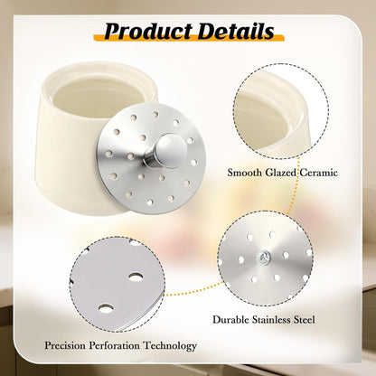 Skiennix Ceramic Fruit Fly Trap - Reusable Kitchen Fly Catcher with Stainless Steel Vent Lid | Dishwasher Safe, Easy to Use (White, 1 Pack)