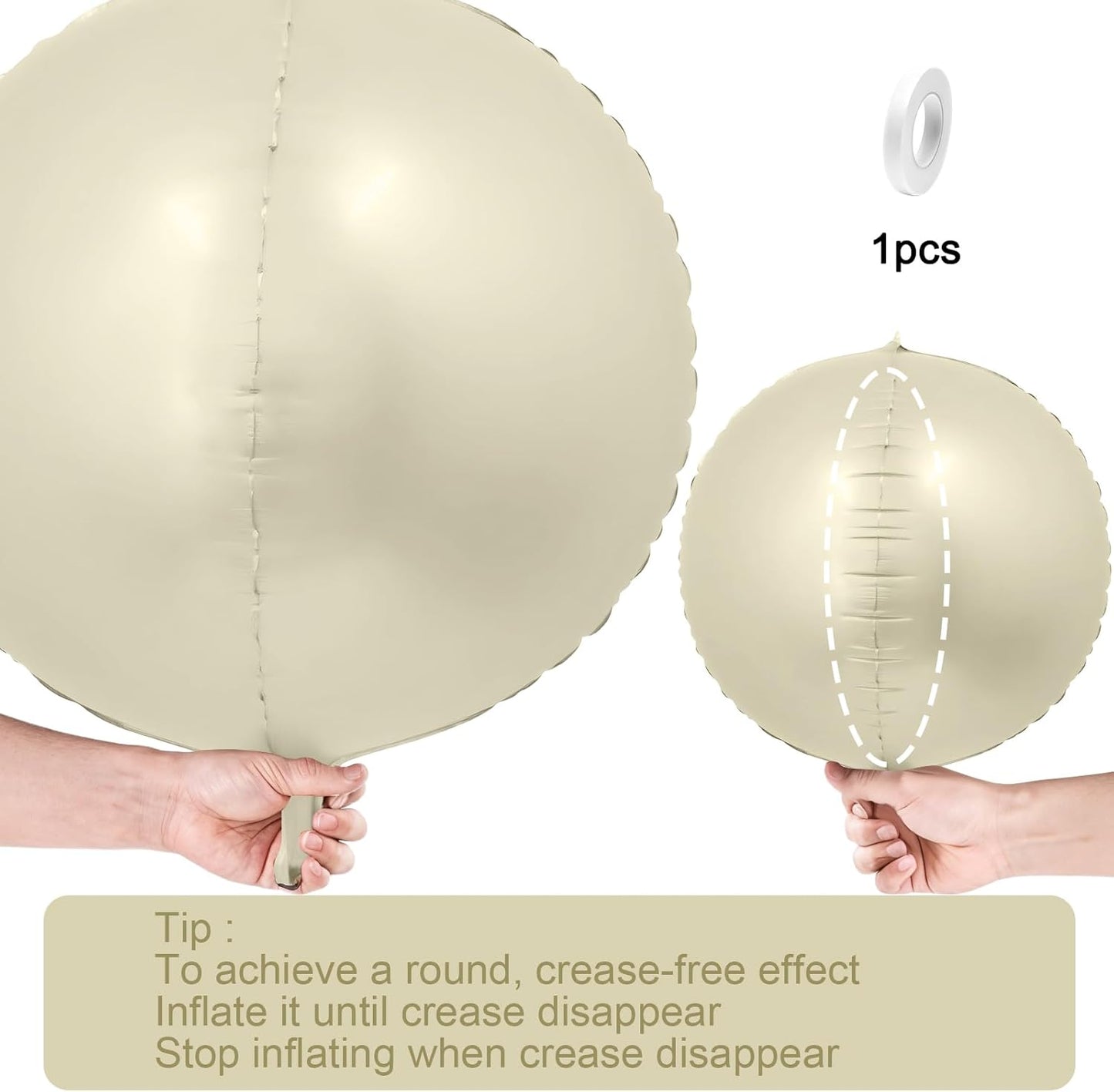 Skiennix 12Pcs Cream White Round Foil Balloons - 22" & 10" Mylar Ivory Balloons for Boho Weddings & Parties