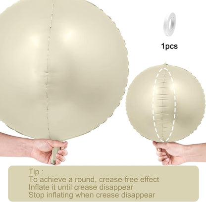 Skiennix 12Pcs Cream White Round Foil Balloons - 22" & 10" Mylar Ivory Balloons for Boho Weddings & Parties
