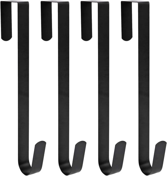 Sattiyrch 12" Wreath Hanger - Durable Steel Over The Door Hook for Front Door | Black Finish