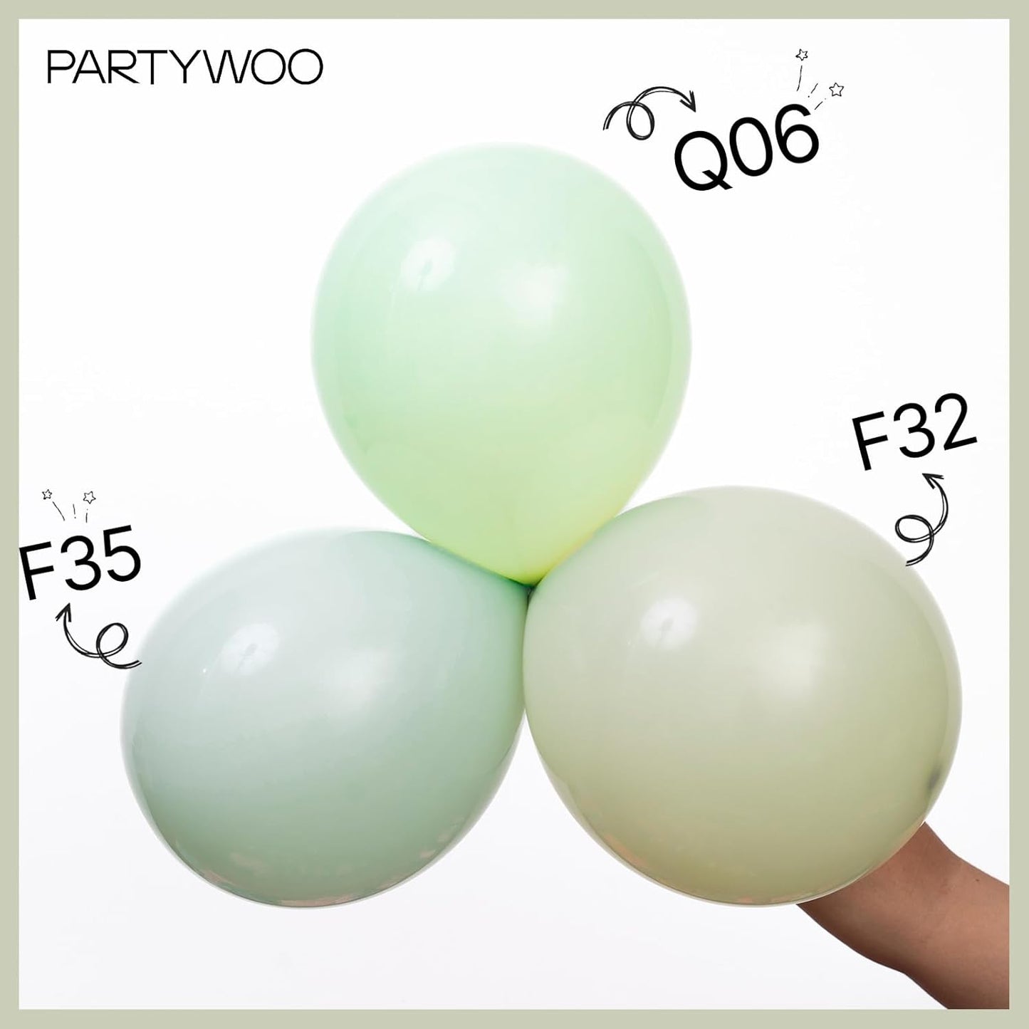 PartyWoo Sage Green Balloon Arch Kit - 152pcs in Various Sizes for Wedding & Birthday Decor | Boho Jungle Theme