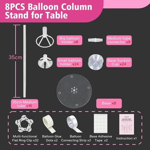 Bezente 8PCS Balloon Stand Kit - Reusable Tabletop Balloon Holder for Party Centerpieces | Ideal for Birthdays, Weddings, Baby Showers
