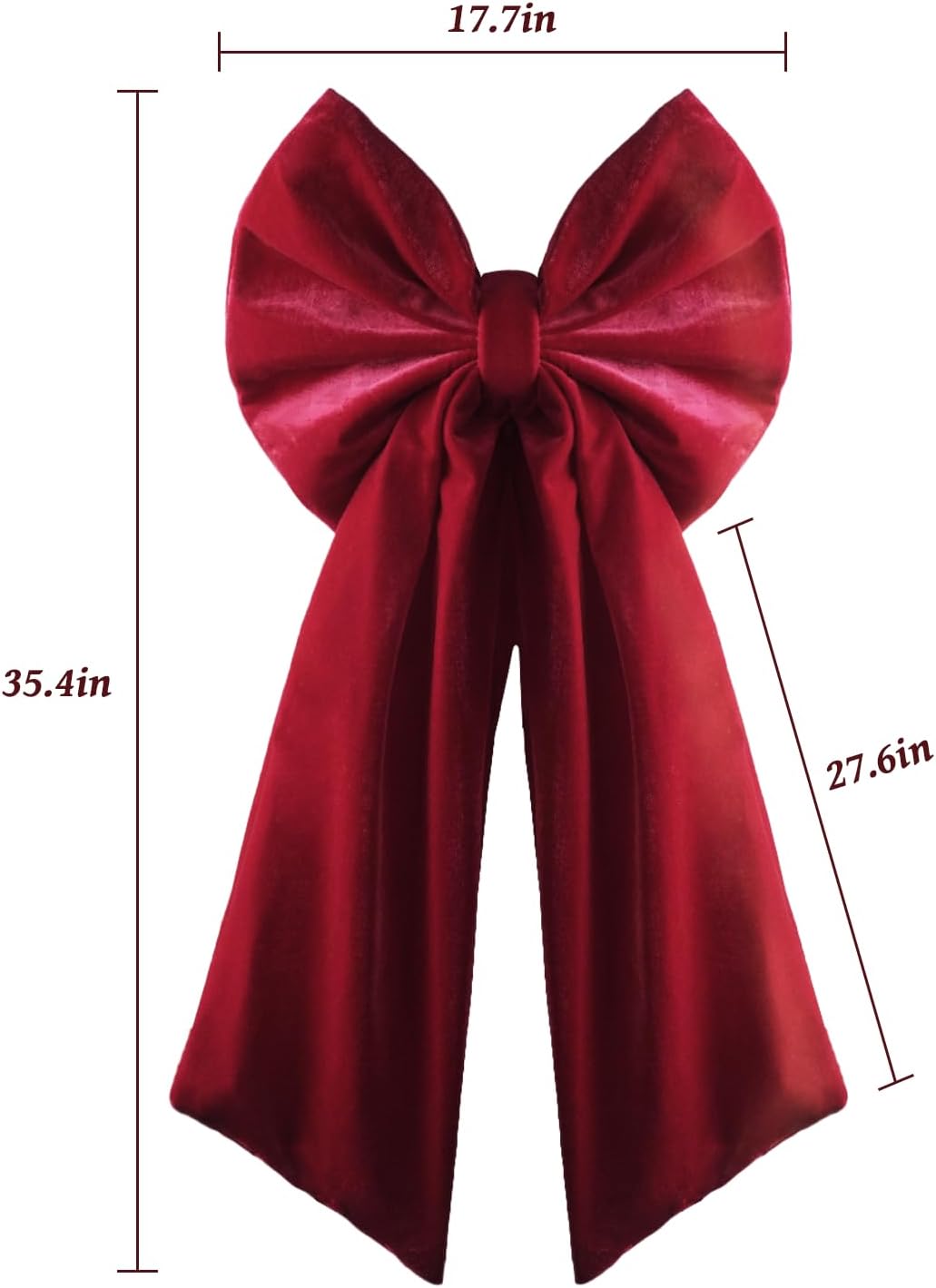 Regine Switzerland Christmas Tree Topper | Large 36x18 Inches Red Velvet Bow - Perfect for Indoor & Outdoor Decor