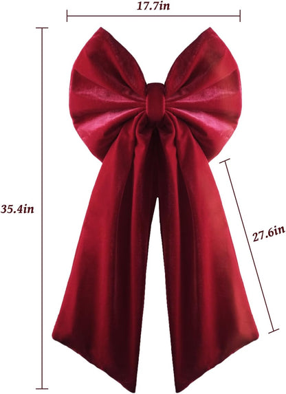 Regine Switzerland Christmas Tree Topper | Large 36x18 Inches Red Velvet Bow - Perfect for Indoor & Outdoor Decor