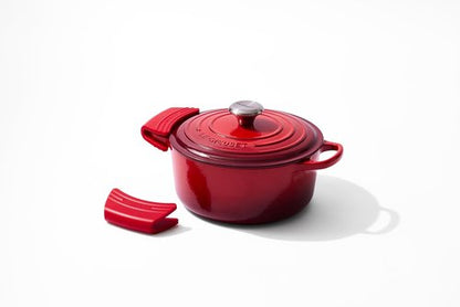Le Creuset Silicone Handle Grips Set of 2 - 5" x 2.5" Each in Cerise | Durable & Heat-Resistant