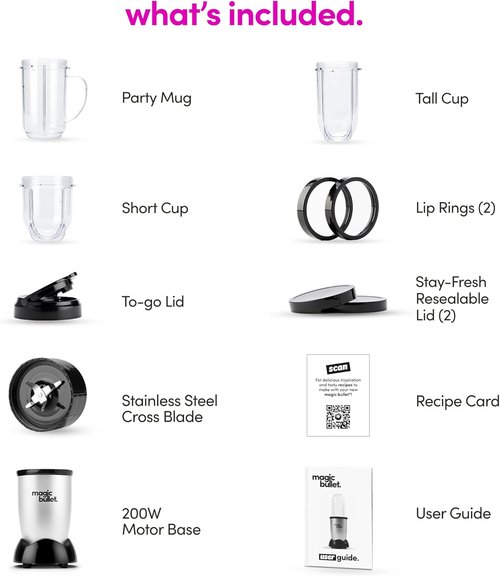 Magic Bullet Blender - 11-Piece Set in Silver | Compact Size for Quick Meal Prep