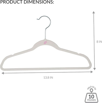 Simplify Velvet Hangers for Kids - 25 Pack | Slim Non-Slip Design | Space-Saving Closet Storage | White