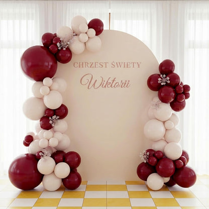 RUBFAC Burgundy Balloons - 129-Piece Latex Balloon Garland Kit | Maroon & Dark Ruby Red, 5-12 Inch