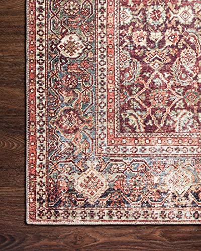 Loloi Layla Collection, LAY-11, Cinnamon/Sage, 2'-3" x 3'-9", .13" Thick, Accent Rug, Soft, Durable, Vintage Inspired, Distressed, Low Pile, Non-Shedding, Easy Clean, Printed, Living Room Rug