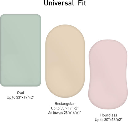 Skiennix Muslin Bassinet Fitted Sheets - Soft, Breathable Cotton | 2-Pack with 360° Snug Fit, Universal Design (Bright Leaves)