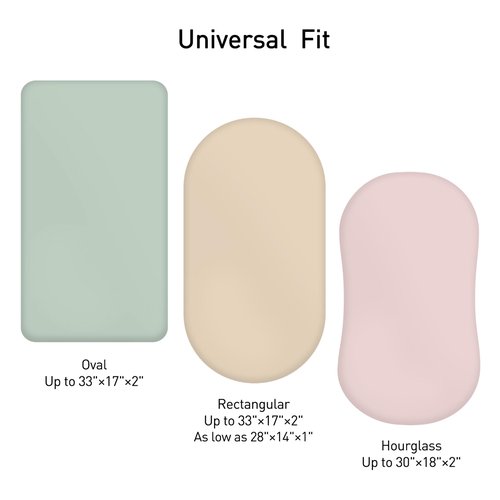 Muslin Bassinet Fitted Sheets 2 Pack, Soft Breathable Cotton Baby Bassinet Mattress Sheet Set, 360° Elastic Snug Fit, Universal for Oval, Rectangle & Hourglass Cradle, Baby Bedding (Bright Leaves)