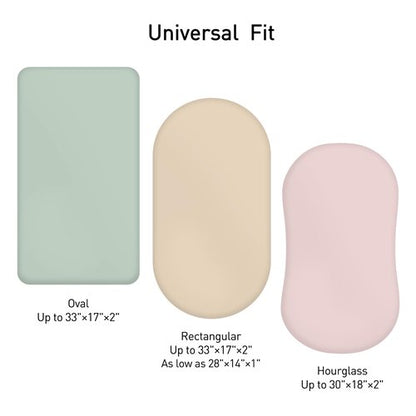 Muslin Bassinet Fitted Sheets 2 Pack, Soft Breathable Cotton Baby Bassinet Mattress Sheet Set, 360° Elastic Snug Fit, Universal for Oval, Rectangle & Hourglass Cradle, Baby Bedding (Bright Leaves)