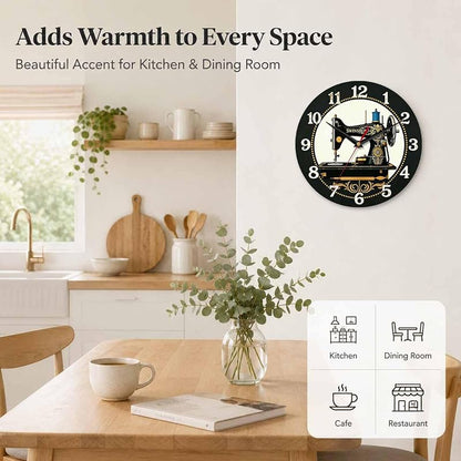 Sewing Machine Wall Clock 10 Inch – Silent Non-Ticking, Variation: Sewing Machine 1+10 Inch