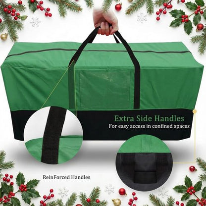 Christmas Tree Storage Bag by [Brand Name] - Heavy Duty 600D Oxford Container for 10-12 Ft Trees | Durable Handles & Transparent Pocket