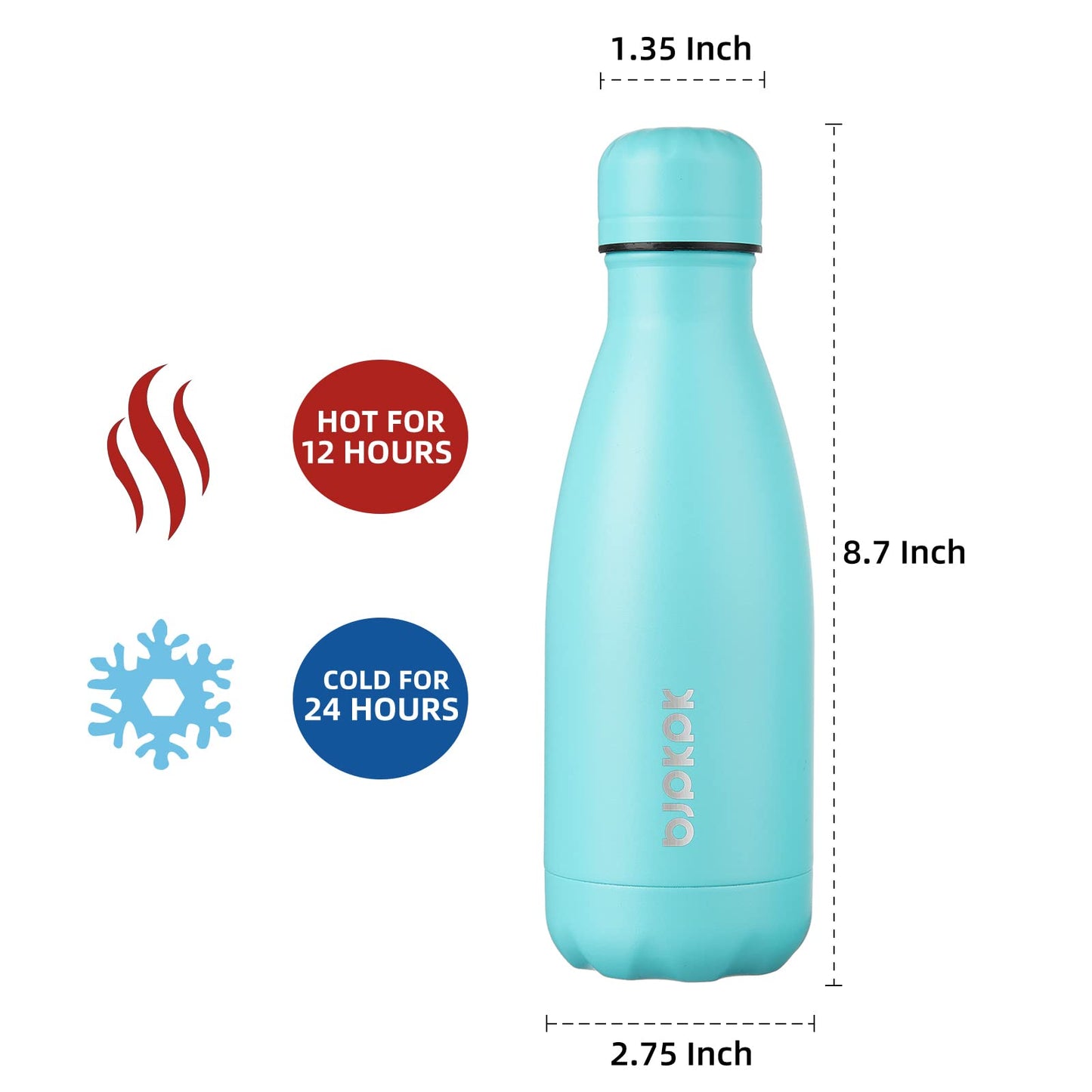 BJPKPK Insulated Water Bottle 12oz Stainless Steel Water Bottles For Travel Keep Cold And Hot,Turquoise