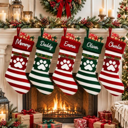Personalized Hanging Pet Stockings on Christmas Tree & Family Decor - Style 01