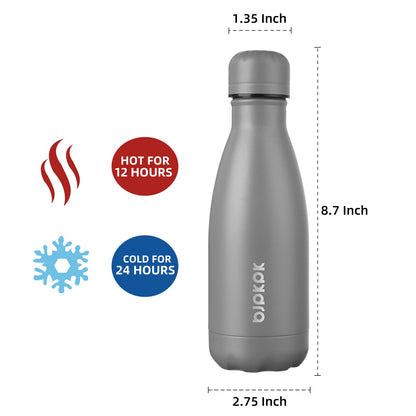 BJPKPK 12oz Stainless Steel Water Bottles Insulated Water Bottle Travel Sports Dishwasher Safe Water Bottles,Gray