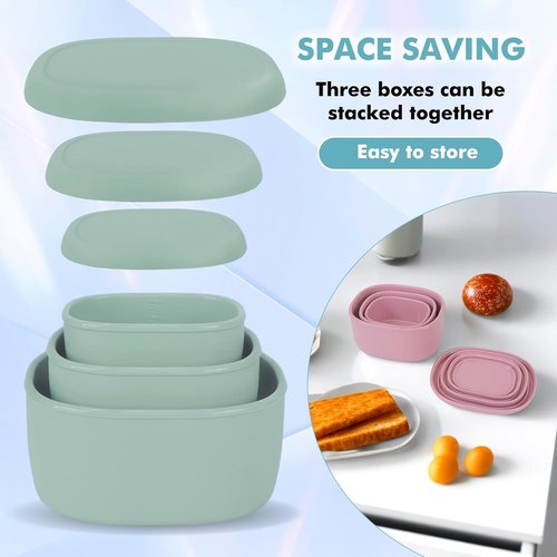 Anatole Silicone Food Storage Containers - Set of 3 BPA-Free Lunch Boxes | Dishwasher & Microwave Safe (6.7oz, 10oz, 20oz)