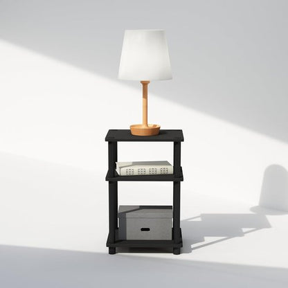 Furinno 3-Tier Open Storage Nightstand - Durable Plastic Poles | Americano/Black Finish